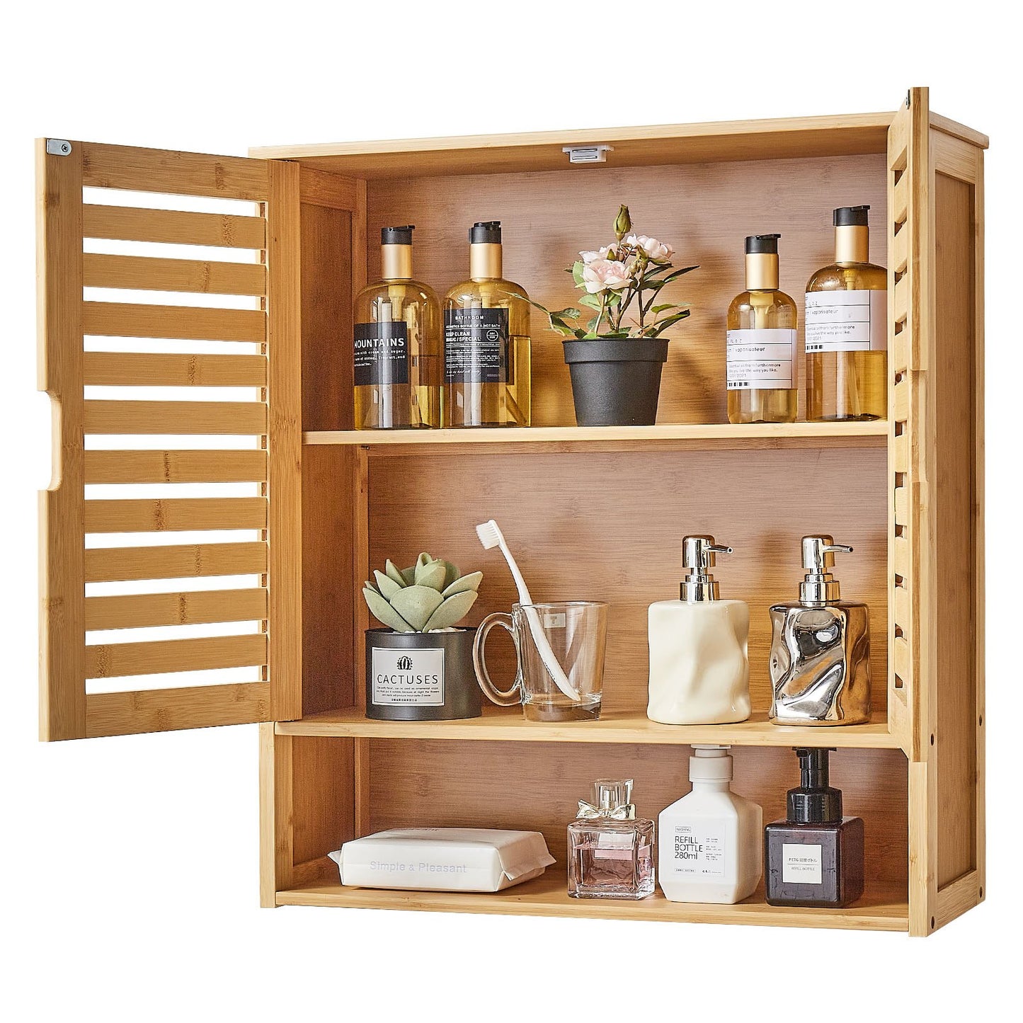 Armario de pared para baño, 2 puertas y estante ajustable, para colocar sobre el inodoro.