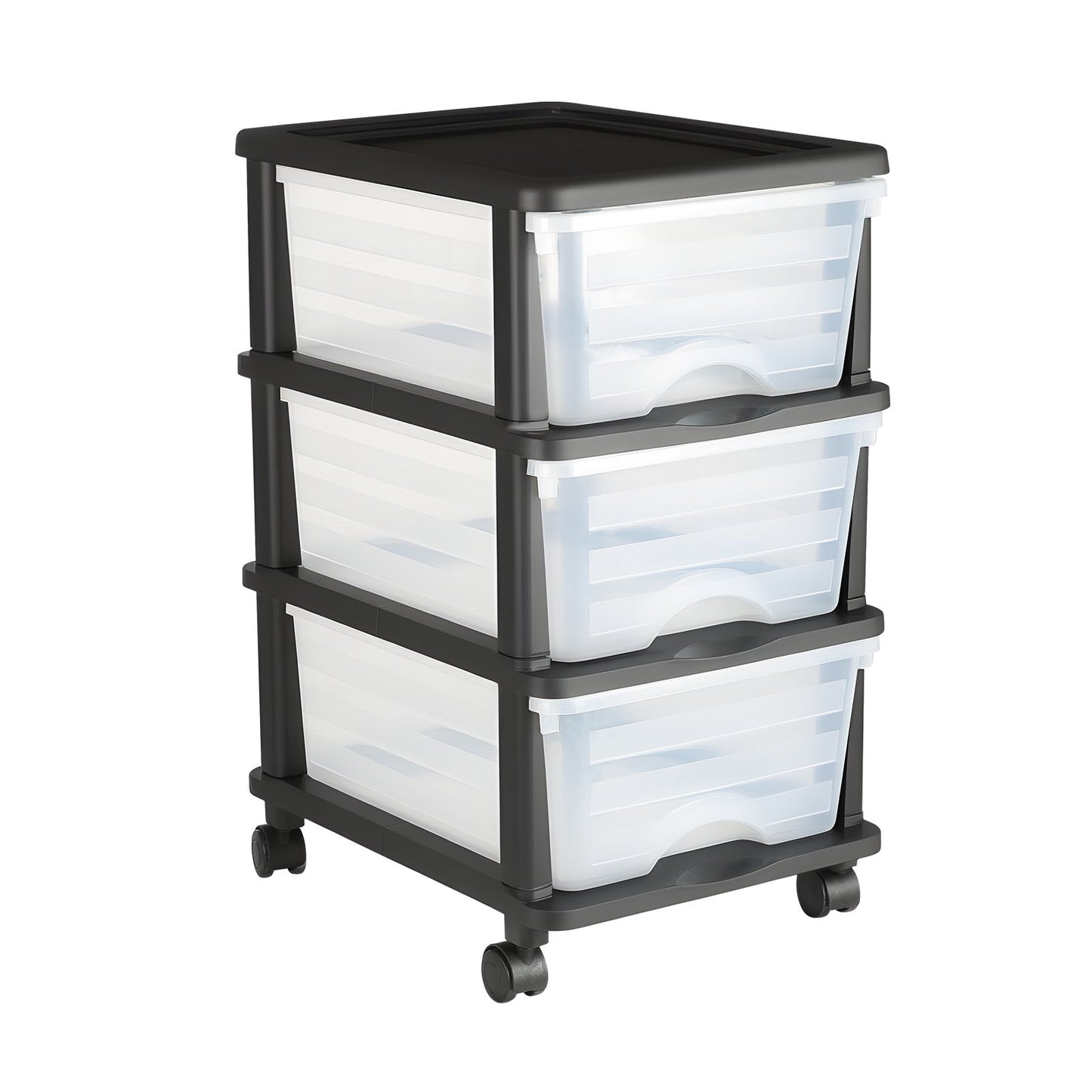 Plastic Storage Drawers Cart, 3 Drawers Storage Organizer with Wheels,