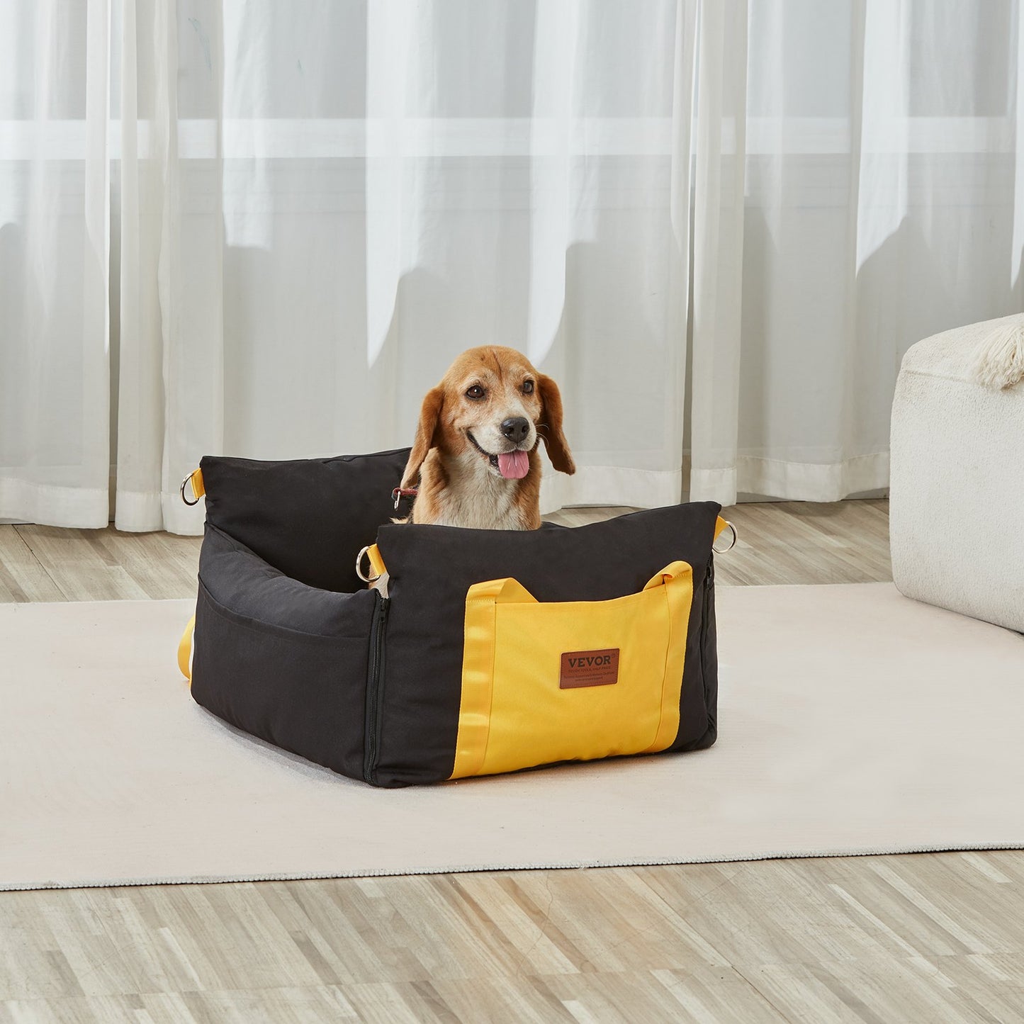 Asiento elevador impermeable para perros para coche, con asas laterales.