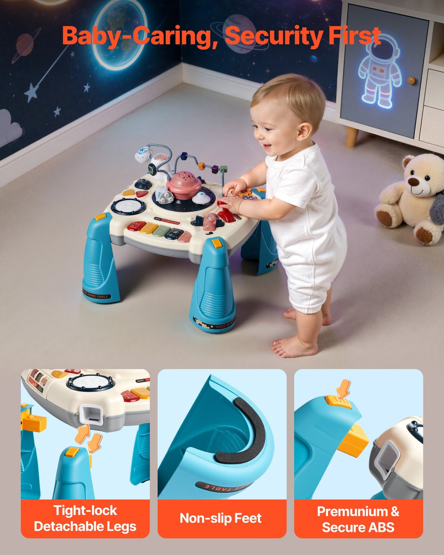 Juguetes musicales de mesa con naves espaciales para bebés de 1 a 3 años, para aprender.