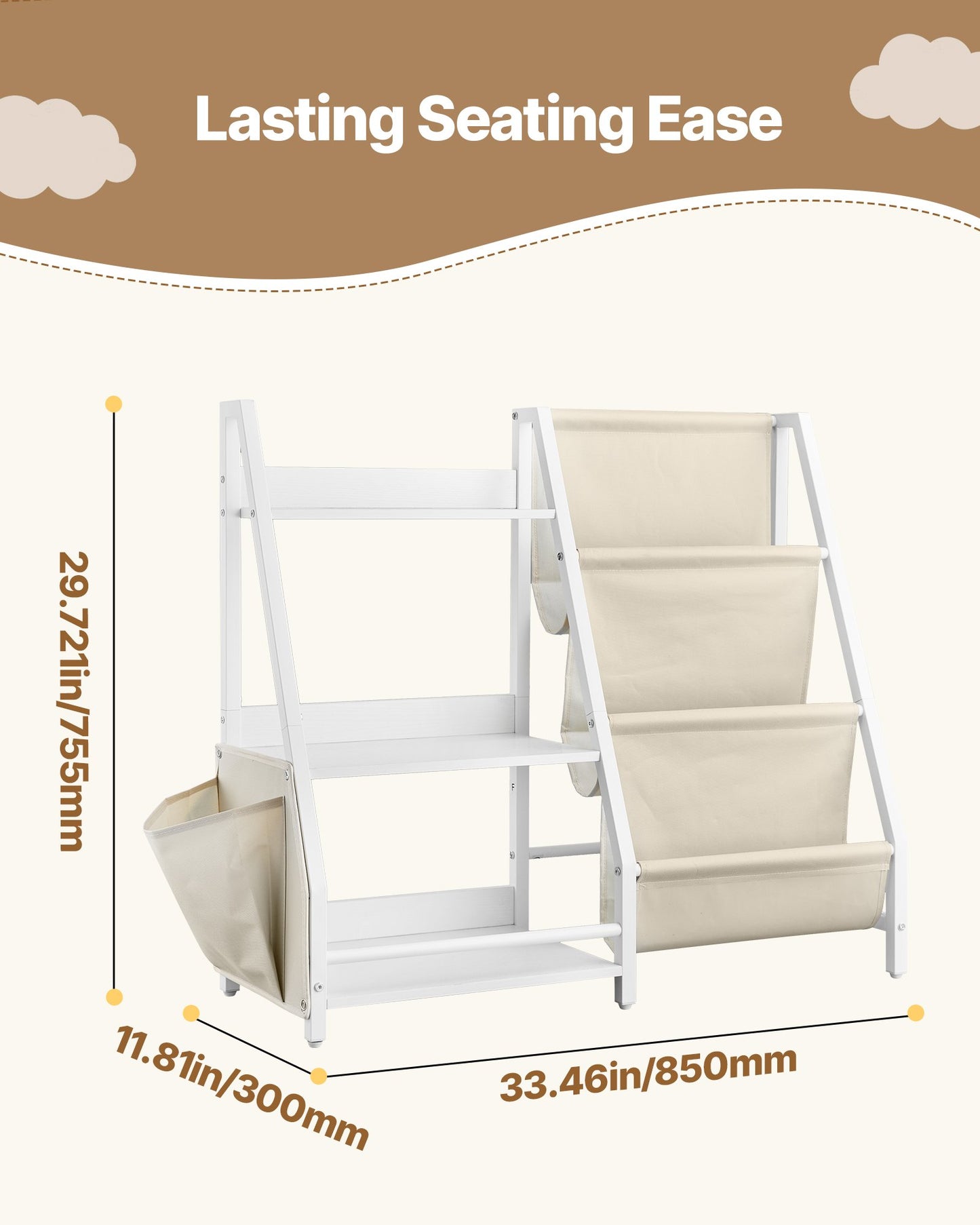 3-Tier Kids Bookshelf, Toy Storage Organizer for Toddler, Book Shelf