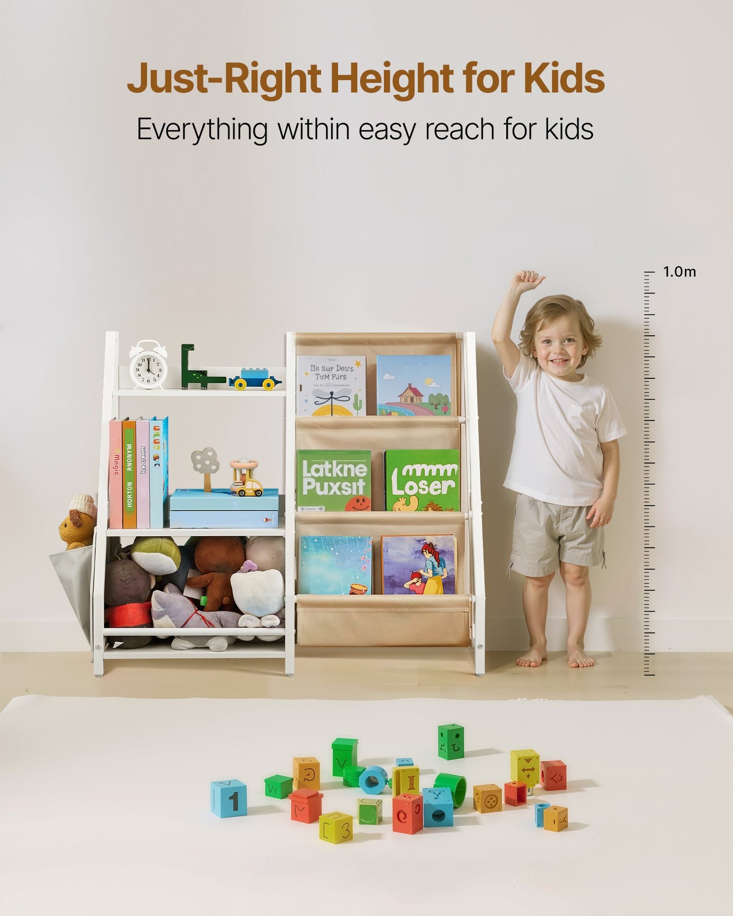 3-Tier Kids Bookshelf, Toy Storage Organizer for Toddler, Book Shelf