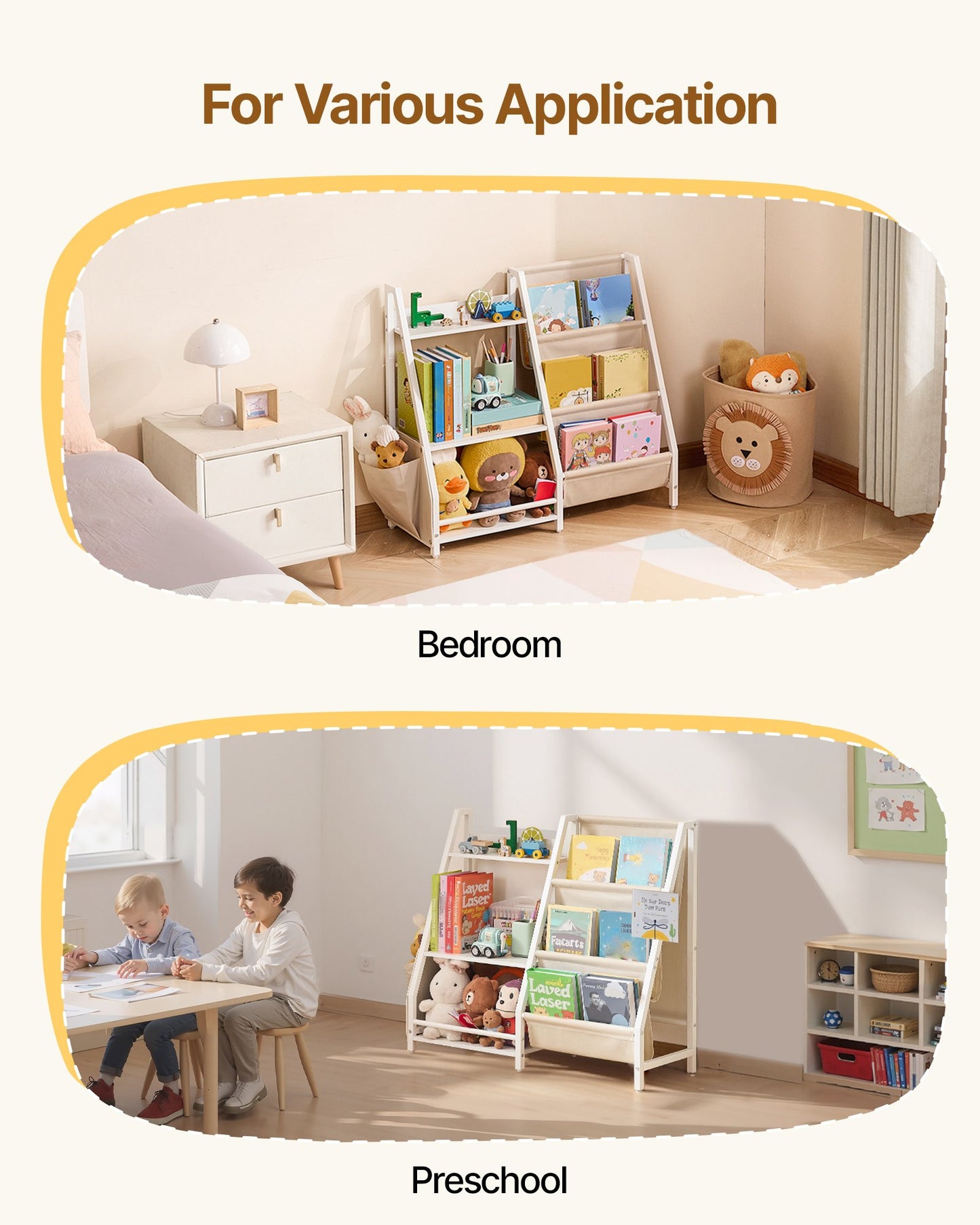 3-Tier Kids Bookshelf, Toy Storage Organizer for Toddler, Book Shelf