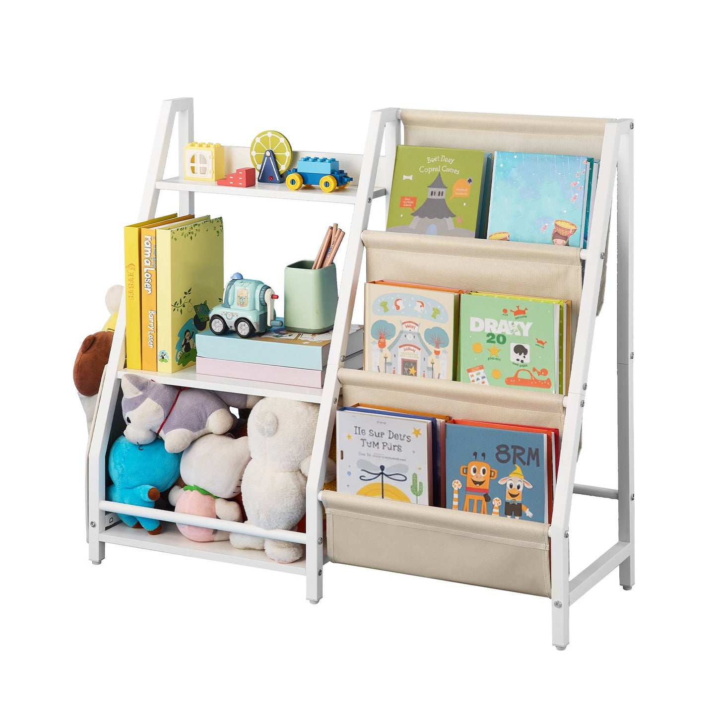 3-Tier Kids Bookshelf, Toy Storage Organizer for Toddler, Book Shelf