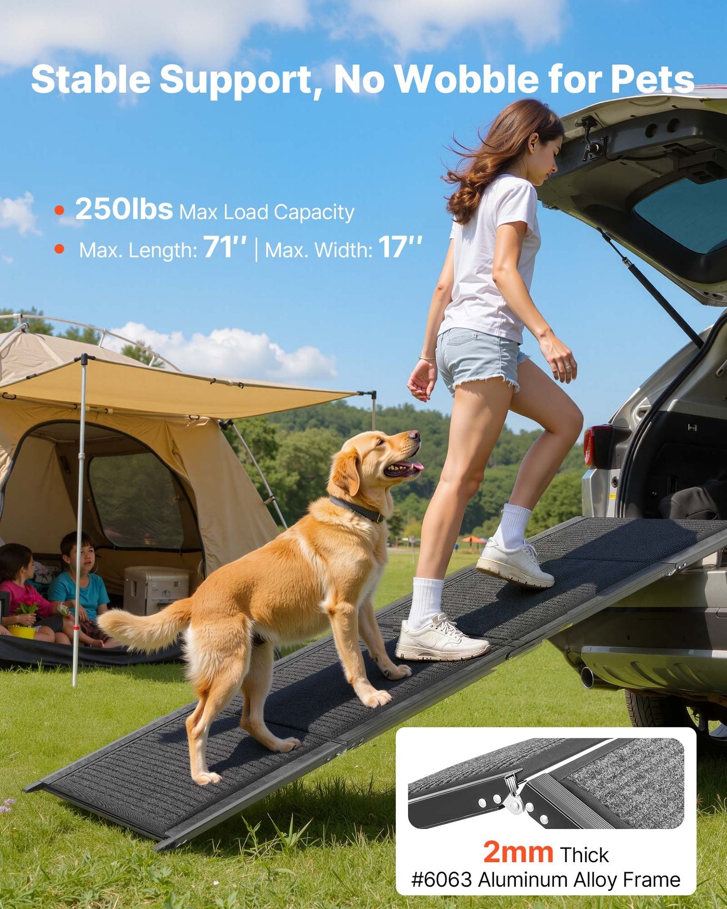 Dog Ramp for Cars, 180 x 43.2 cm, Folding Pet Ramps for Medium & Large