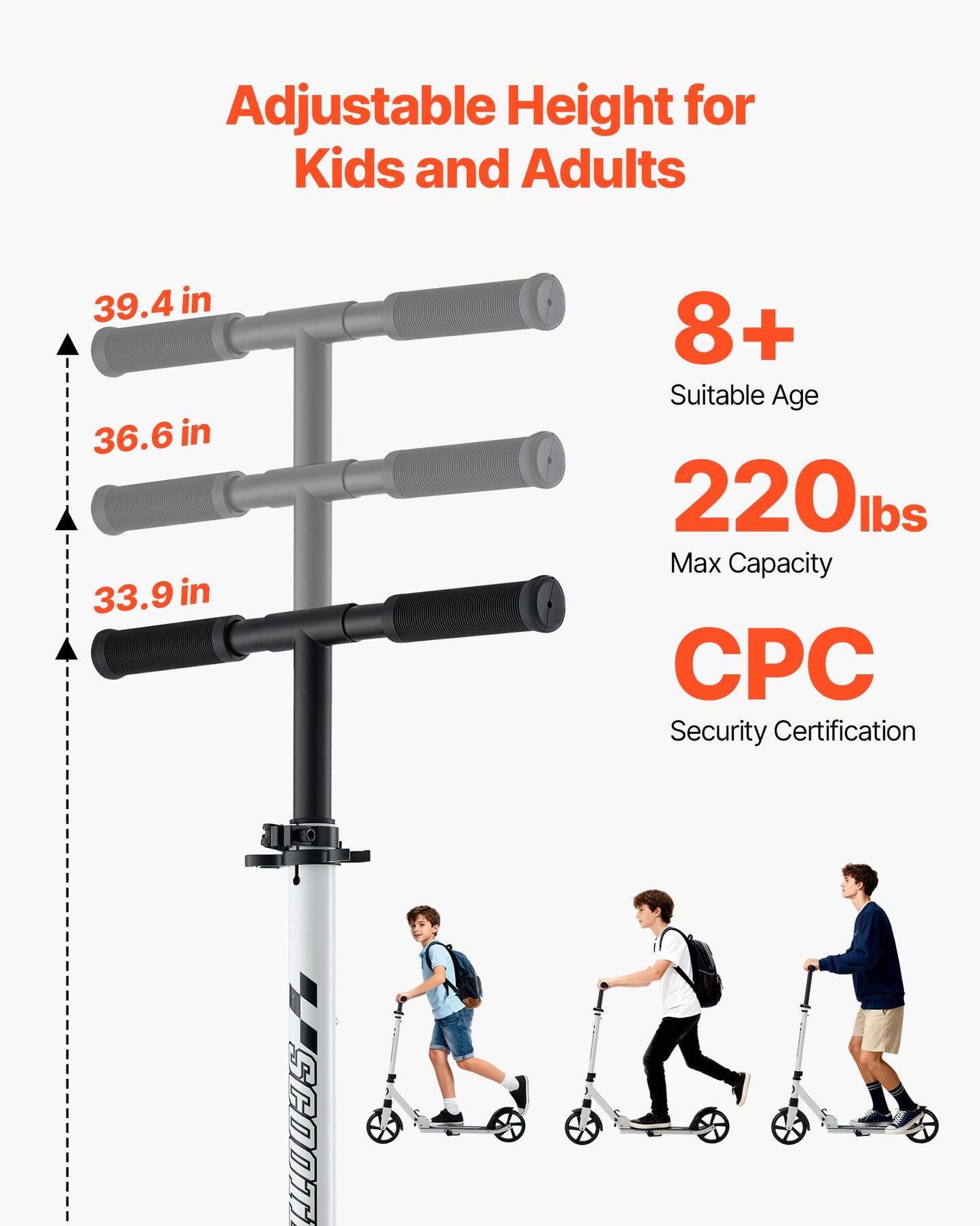 Patinete para niños mayores de 8 años, adolescentes y adultos, patinete de 2 ruedas para niños pequeños.