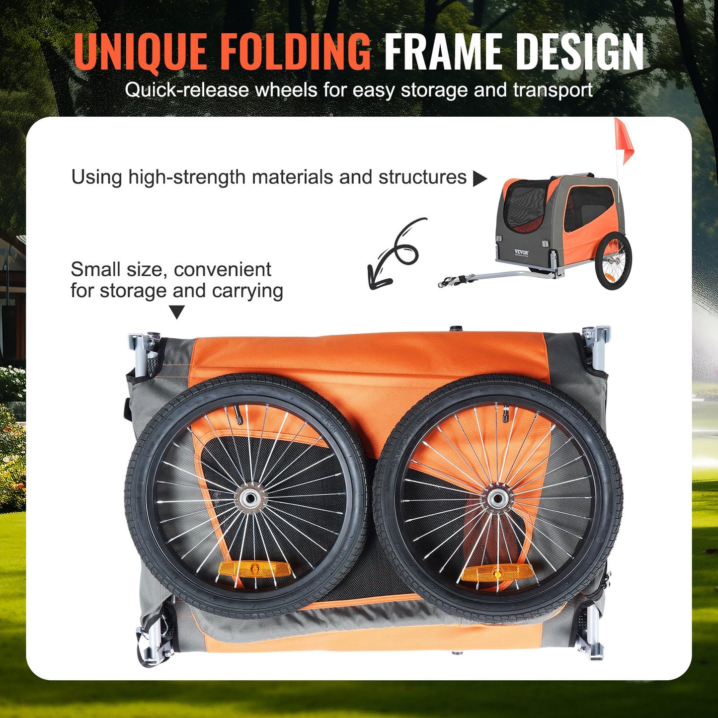 Remolque para bicicleta para perros, soporta hasta 66 libras, carrito para transportar mascotas en bicicleta,