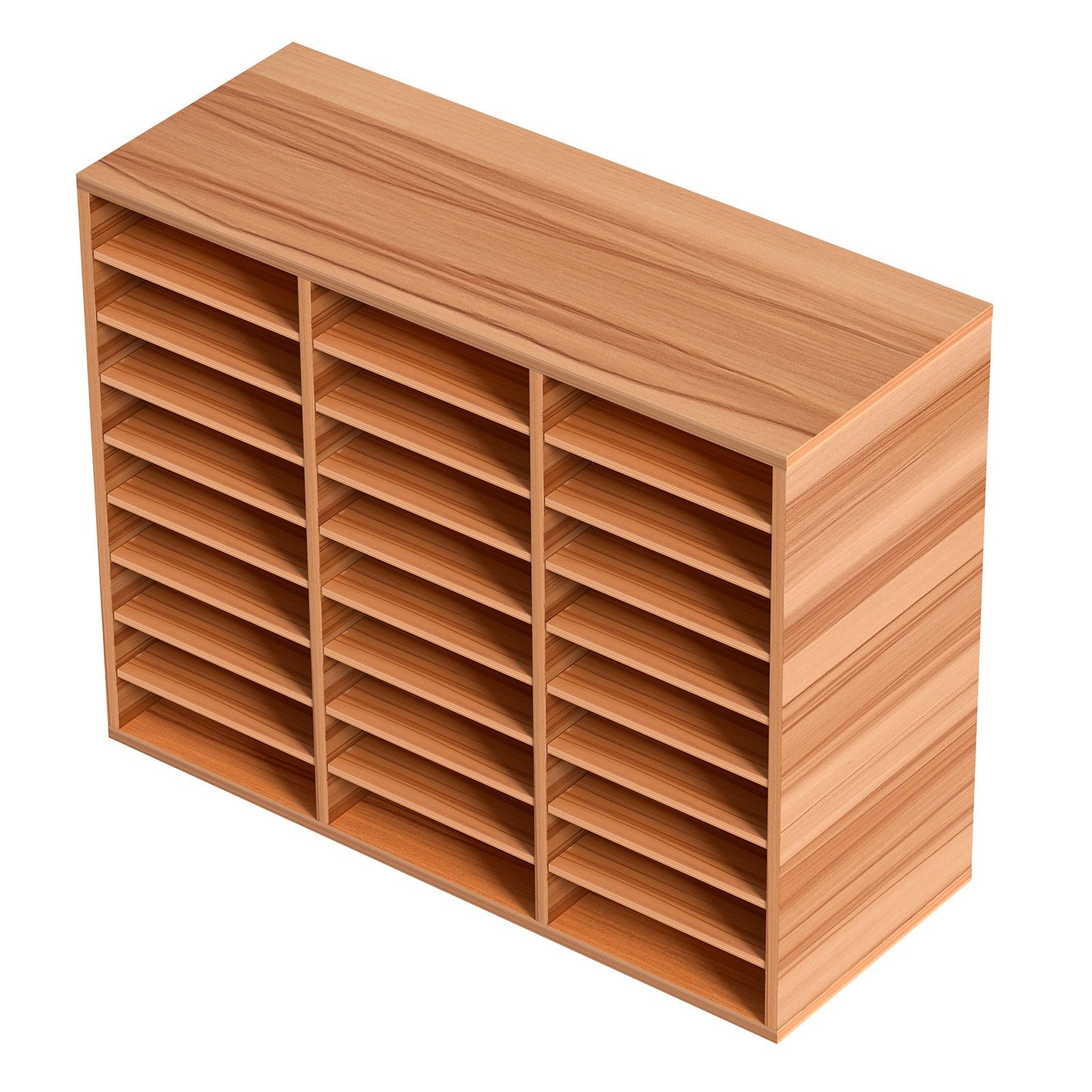 27 Compartments Wood Literature Organizer, Adjustable Shelves, Medium
