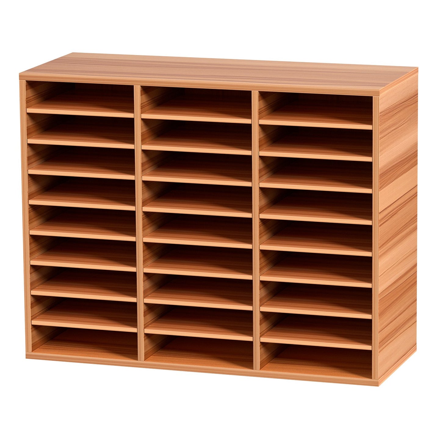 27 Compartments Wood Literature Organizer, Adjustable Shelves, Medium