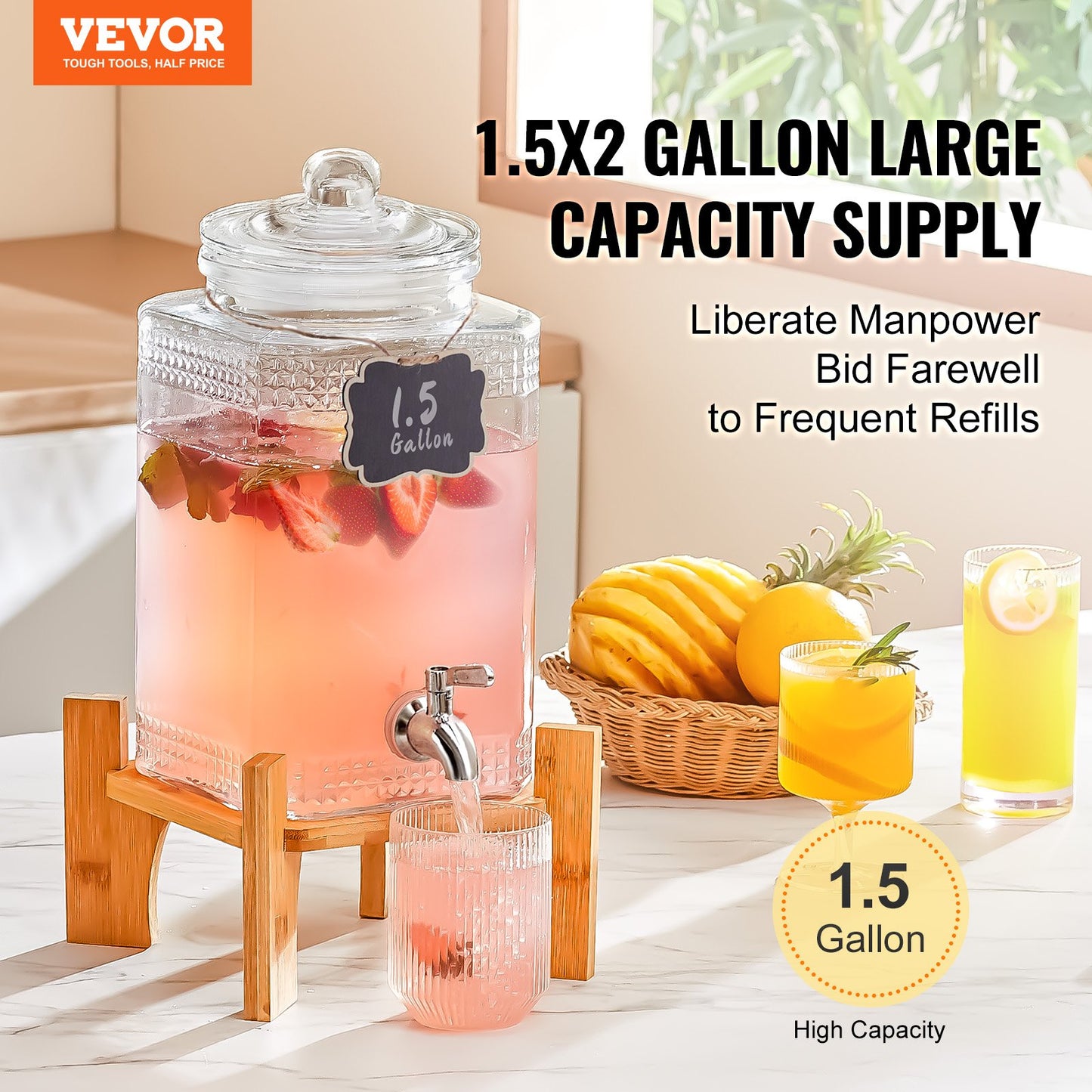 Dispensador de bebidas, dispensadores de bebidas de 1.5 galones/5.5 L para fiestas,