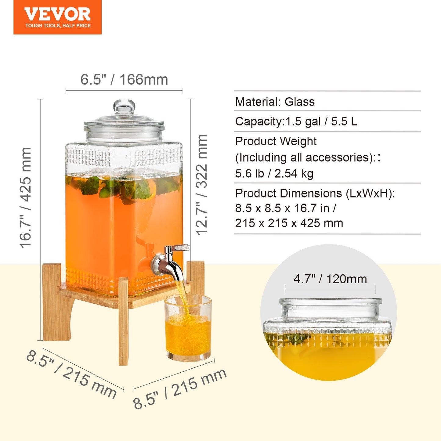 Dispensador de bebidas, dispensadores de bebidas de 1.5 galones/5.5 L para fiestas,