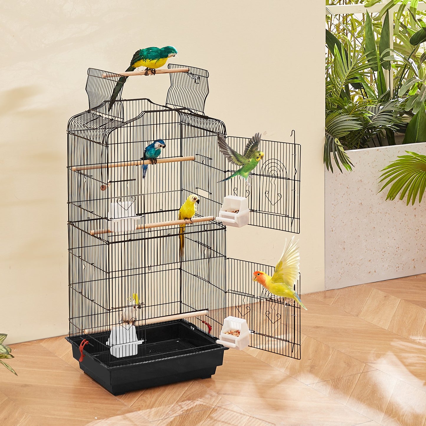 Jaula grande para loros de 41 pulgadas con parte superior abierta, jaula colgante para pájaros