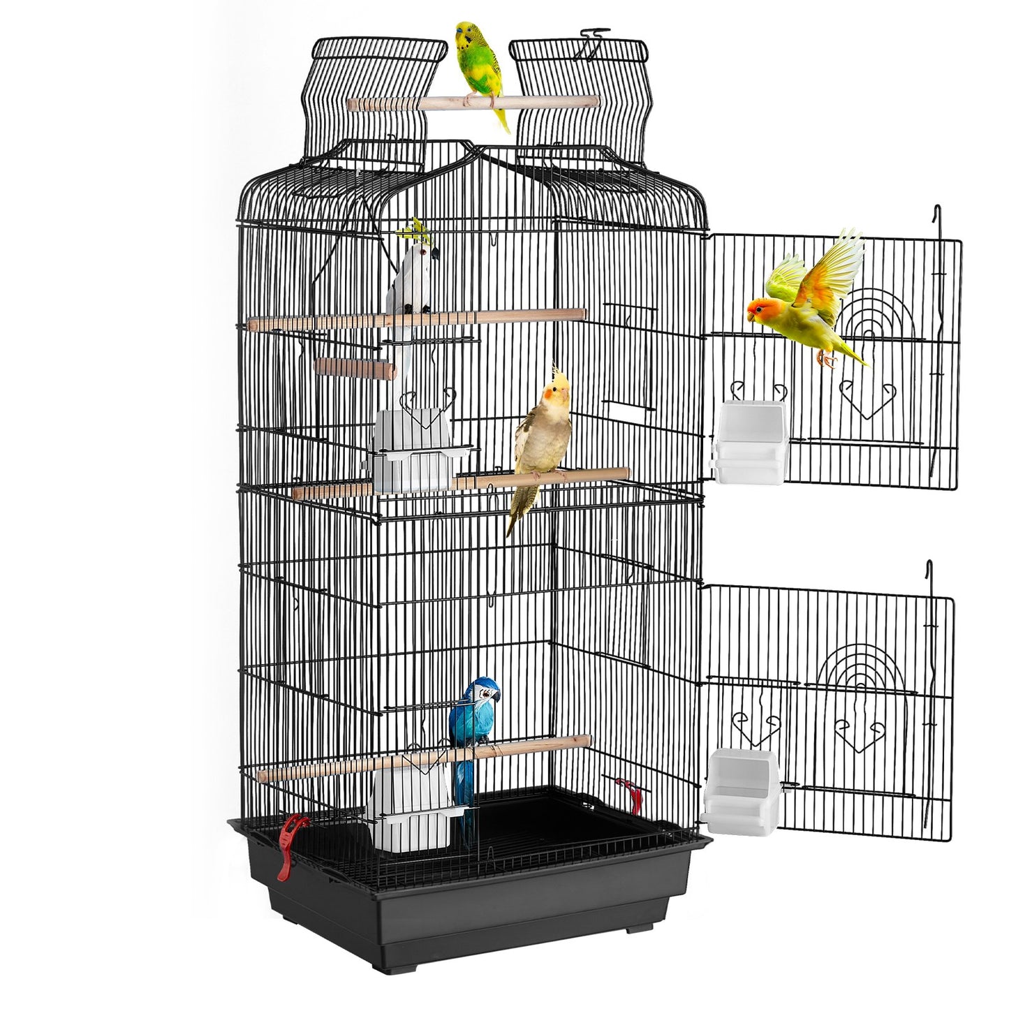 Jaula grande para loros de 41 pulgadas con parte superior abierta, jaula colgante para pájaros